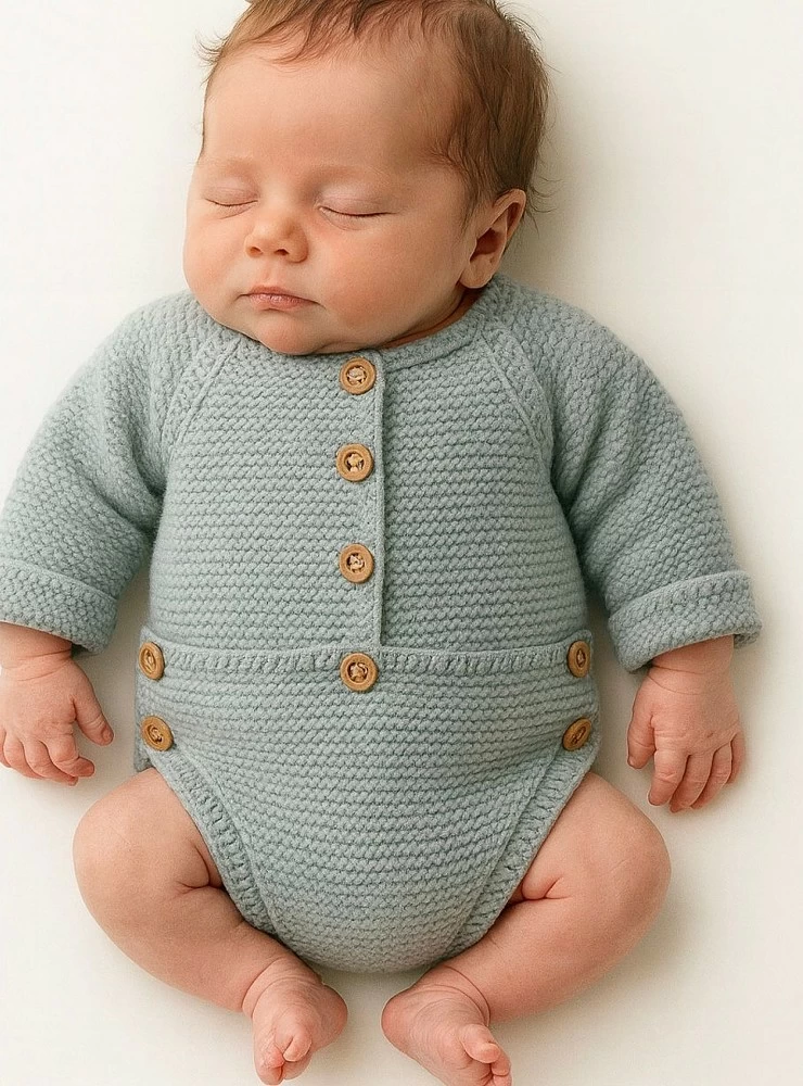 Pelele de punto unisex con botones de madera