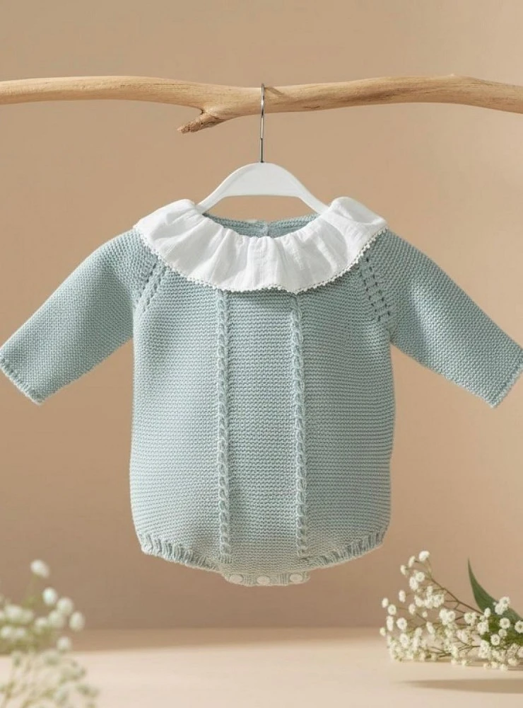 Pelele de punto unisex para bebé con cuello volante