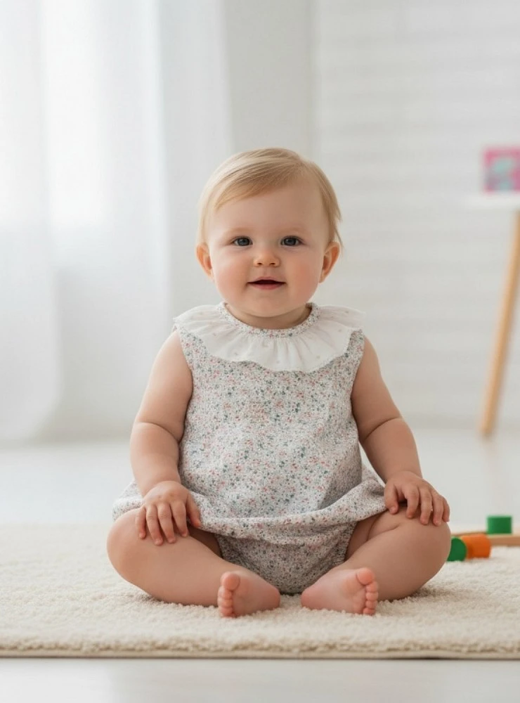 Pelele flores libery unisex Colección Azulejo