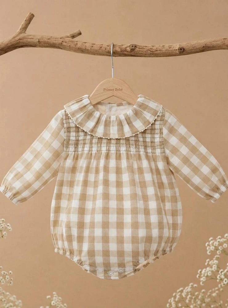 Pelele para Niño Anette de Cuadros Camel