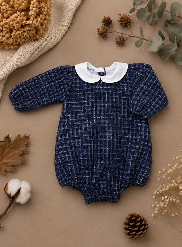 Pelele para niño azul marino con cuello bebé