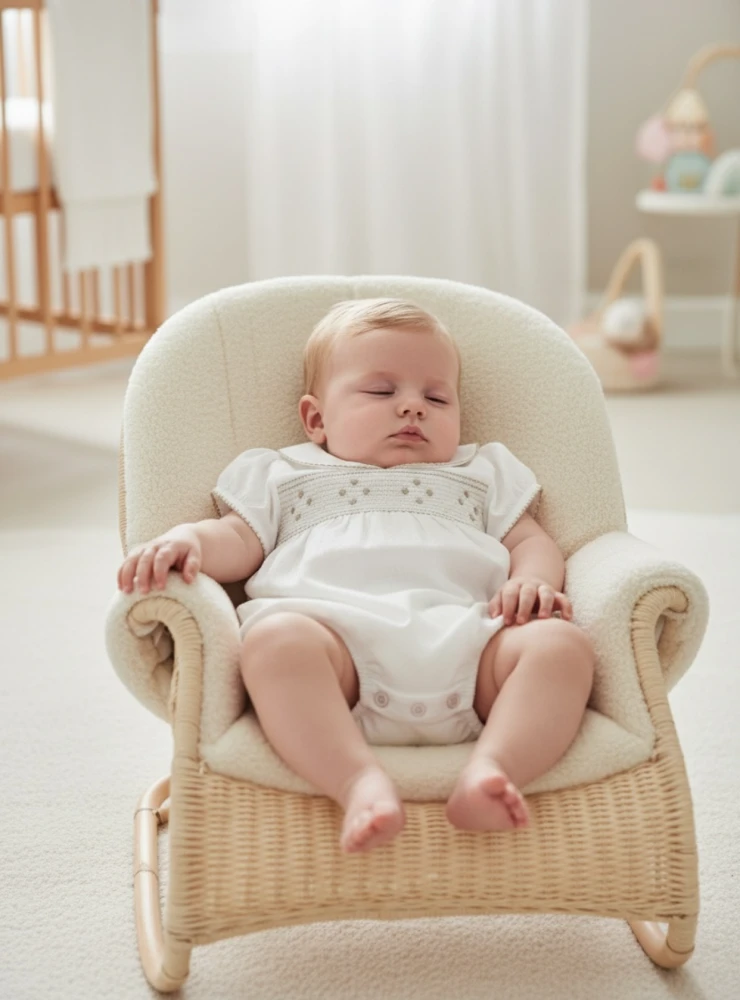 Pelele para niño beige con punto smock colección Quebec