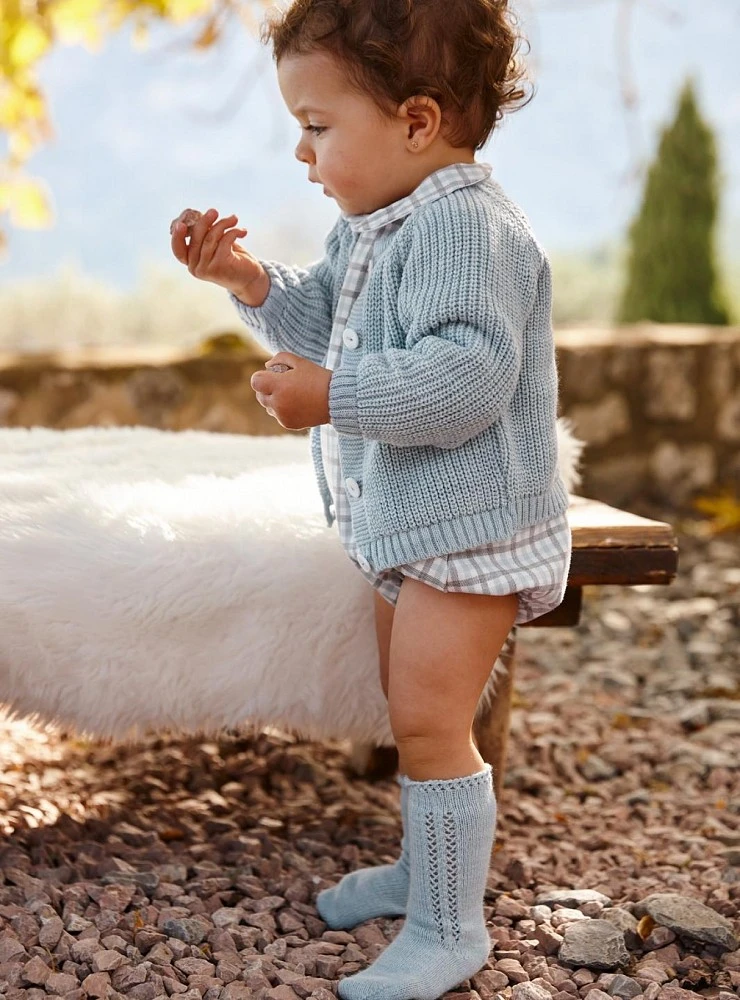 Pelele para niño colección Nube de cuadros azul