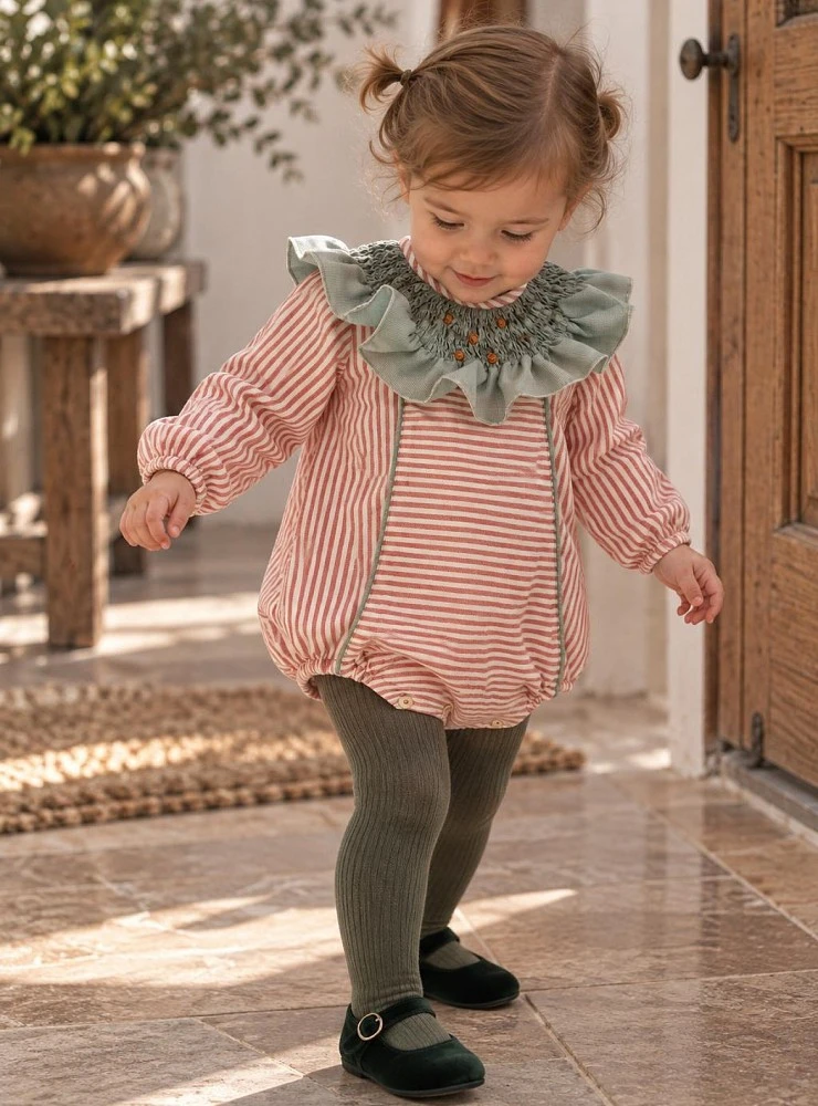 Pelele unisex de rayas Colección Mango