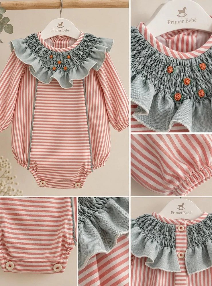 Pelele unisex de rayas Colección Mango