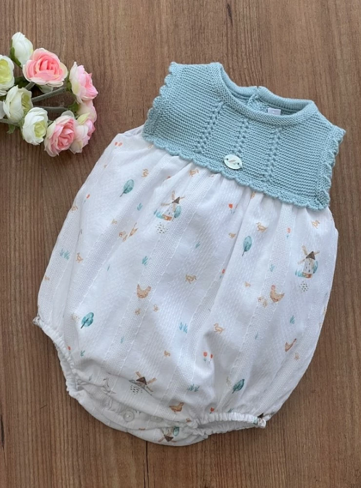 Pelele unisex en punto y tela colección Farm