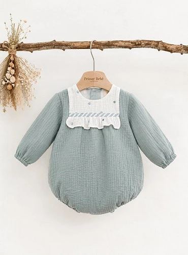 Pelele Unisex Verde azulado Arcoiris para Bebé