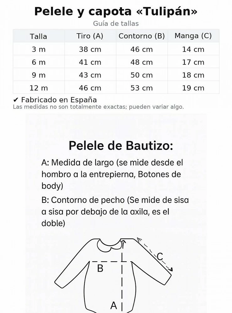 Pelele y capota para bautizo Colección Tulipán