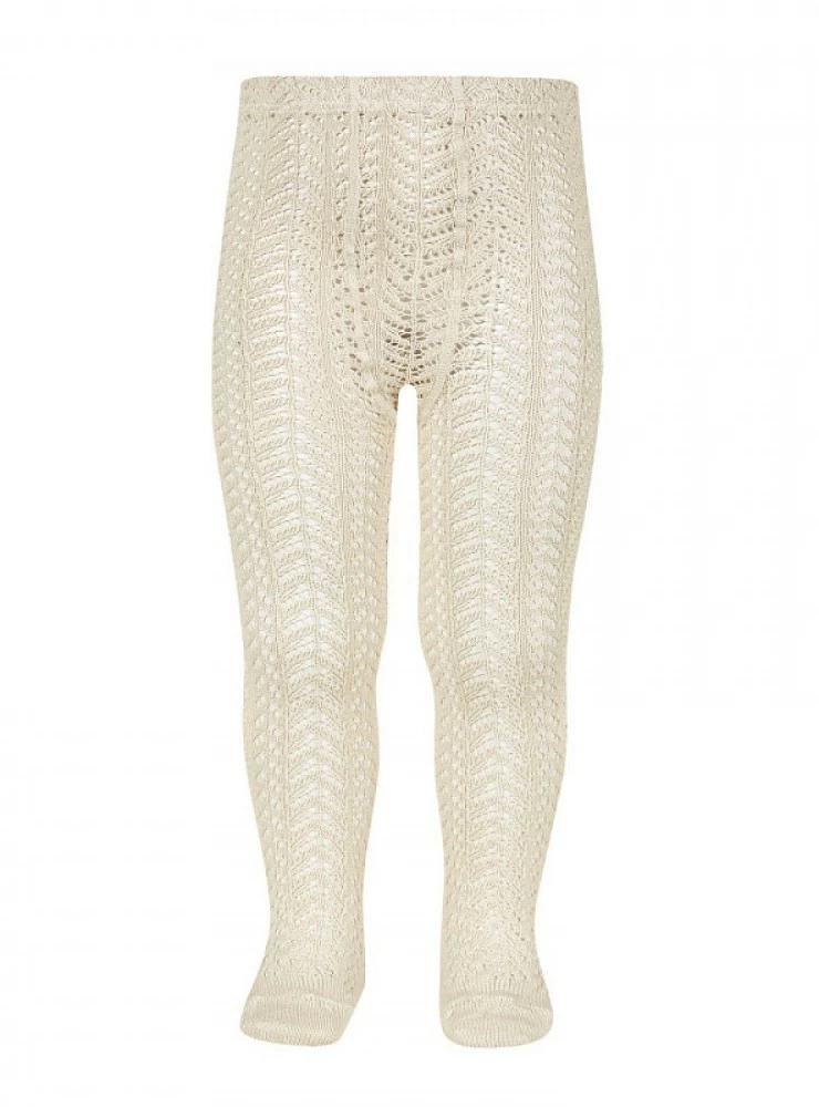 Perlé leotard with openwork herringbone to the top. Condor