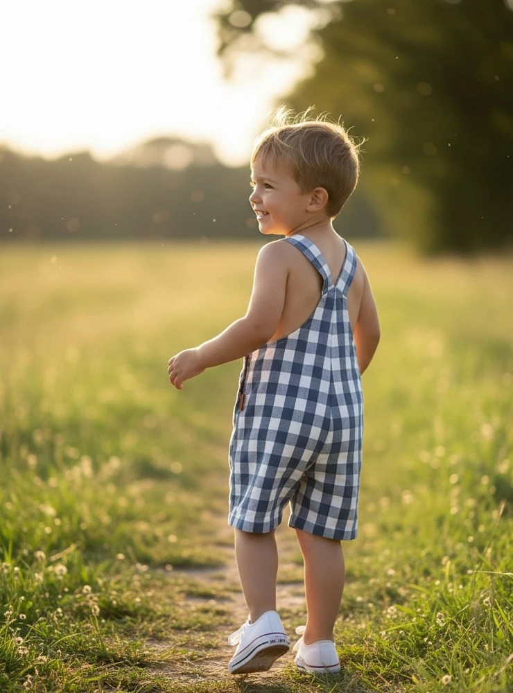 Peto de niño en cuadros Azulón y blanco