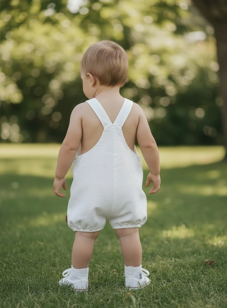 Peto ranita de lino para niño. Dos colores