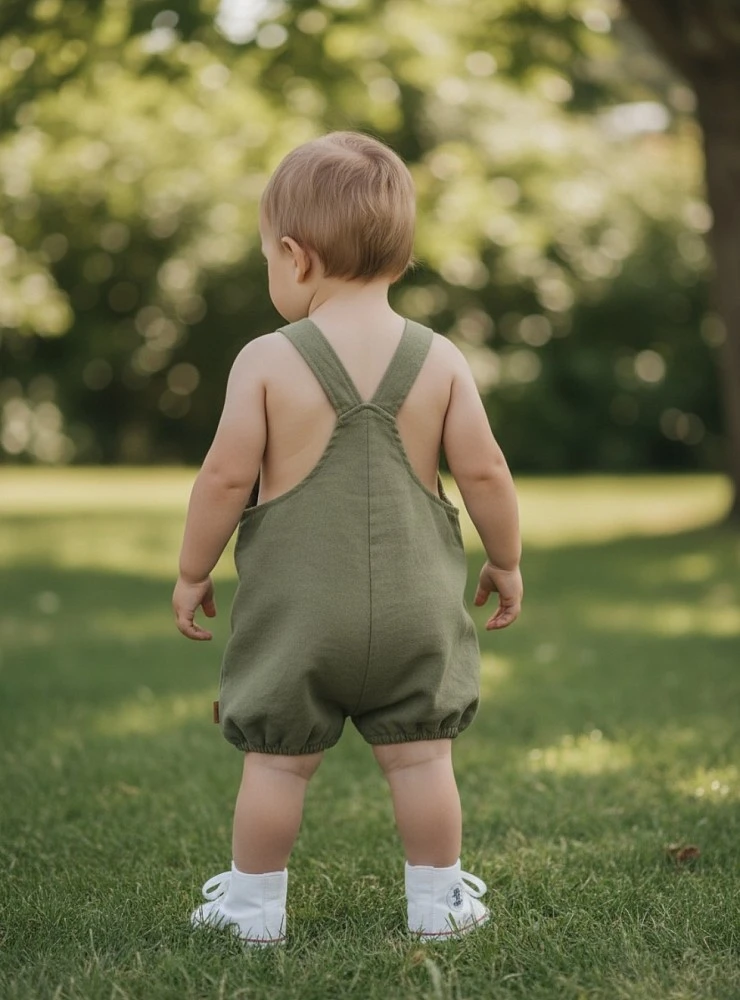 Peto ranita de lino para niño. Dos colores