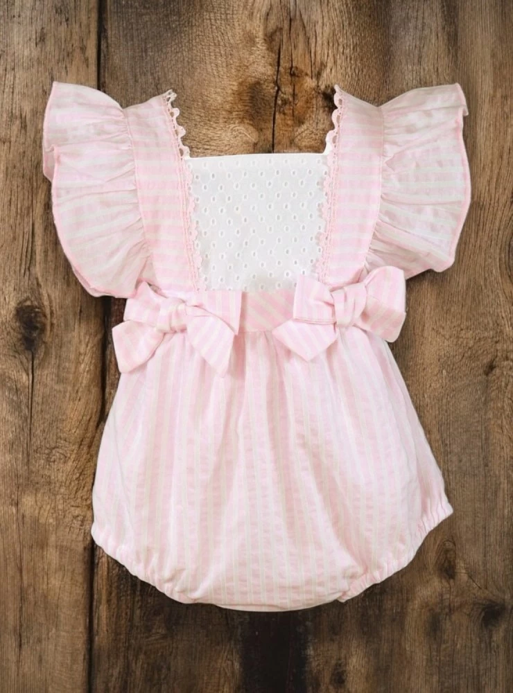 Pink and white baby girl's romper