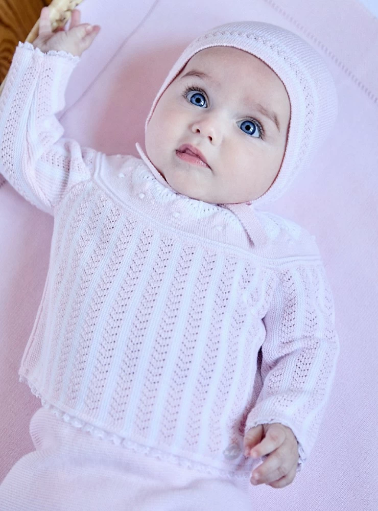 Pink cotton knit set. Chiara Collection