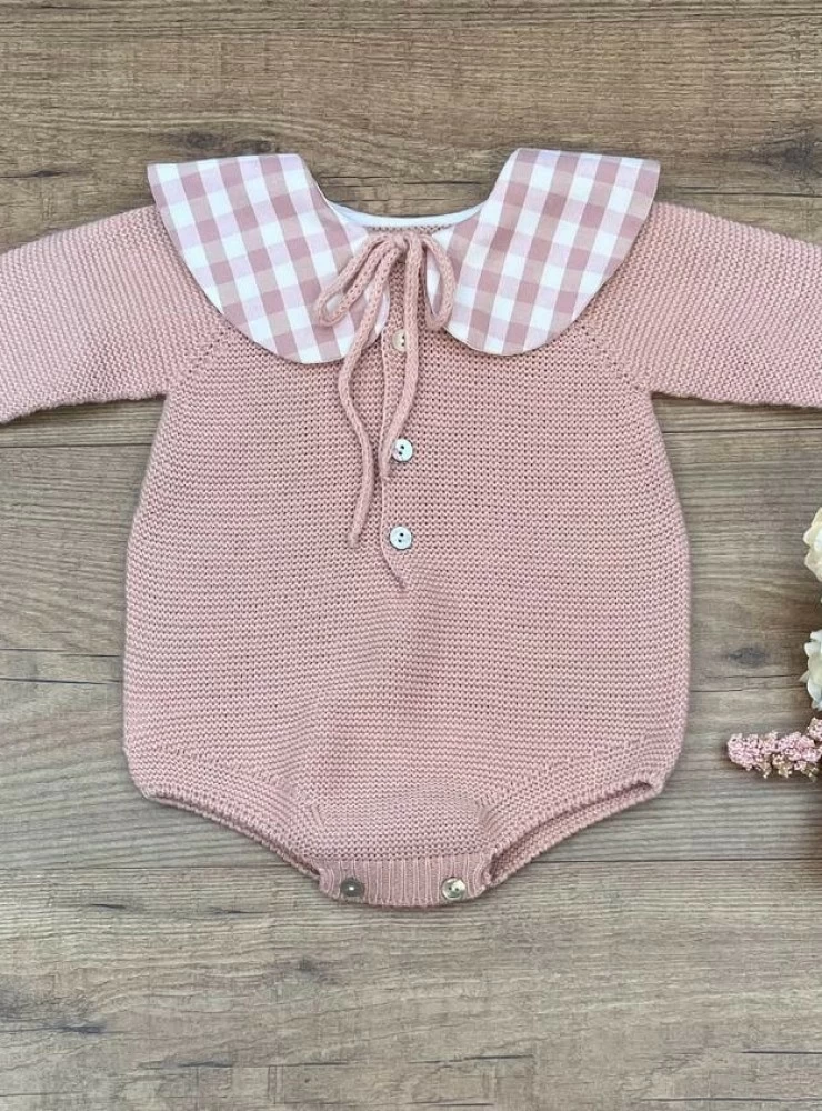 Pink lisy collection knitted romper for girl