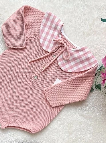 Pink lisy collection knitted romper for girl