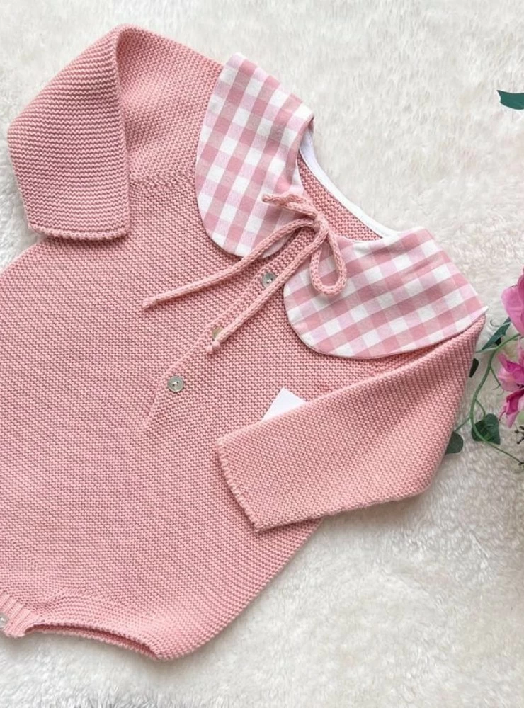 Pink lisy collection knitted romper for girl