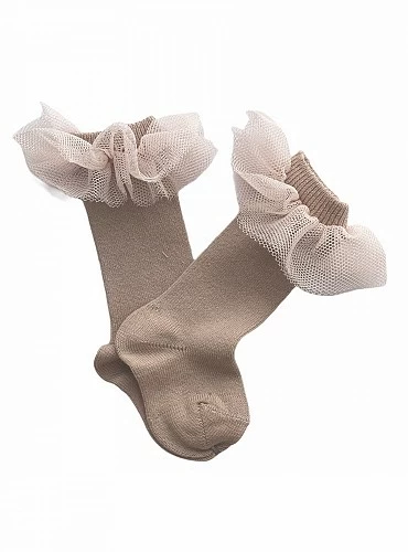 Plain high sock with tulle. Various colors