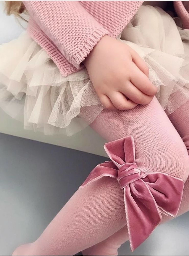 Plain leotard with velvet bow color 526 (Pale pink)