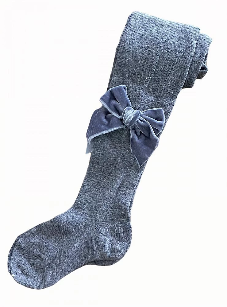 Plain Leotard with Velvet Bow Light Gray (230)