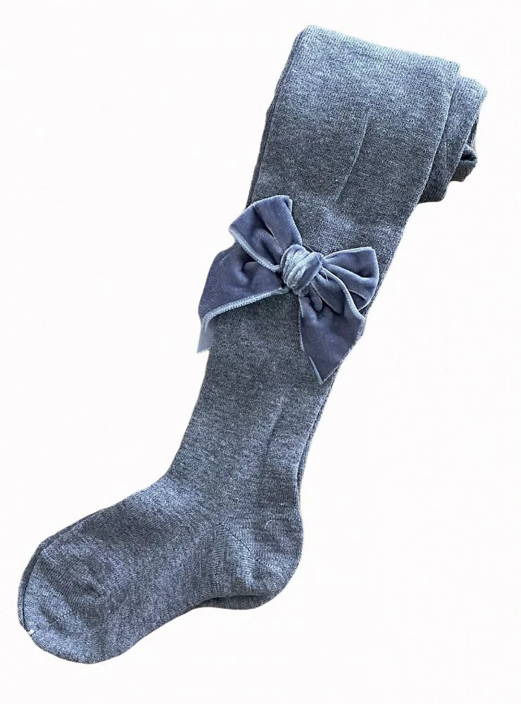 Plain Leotard with Velvet Bow Light Gray (230)