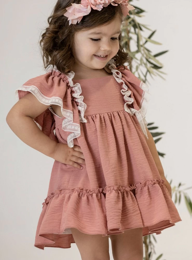 Powder pink chiffon dress. Arras or dress from Eve Children