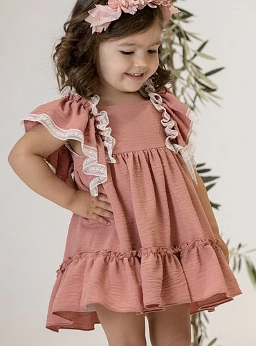 Powder pink chiffon dress. Arras or dress from Eve Children