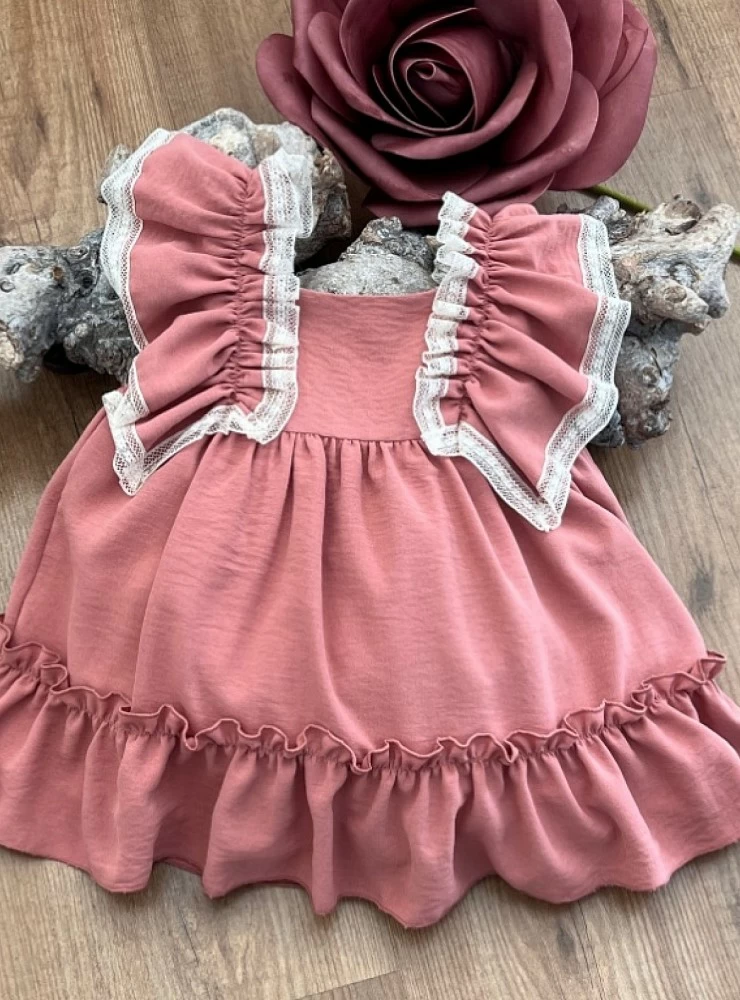 Powder pink chiffon dress. Arras or dress from Eve Children