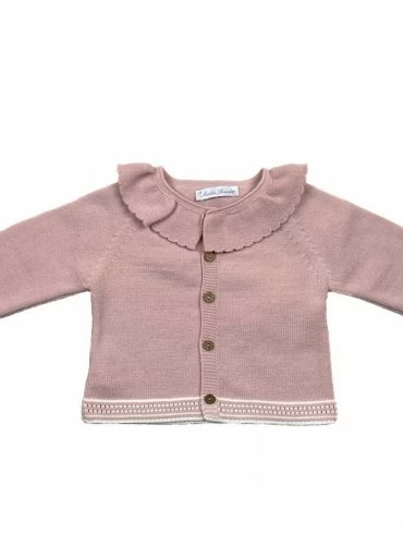 Powder pink girl's jacket with ecru.