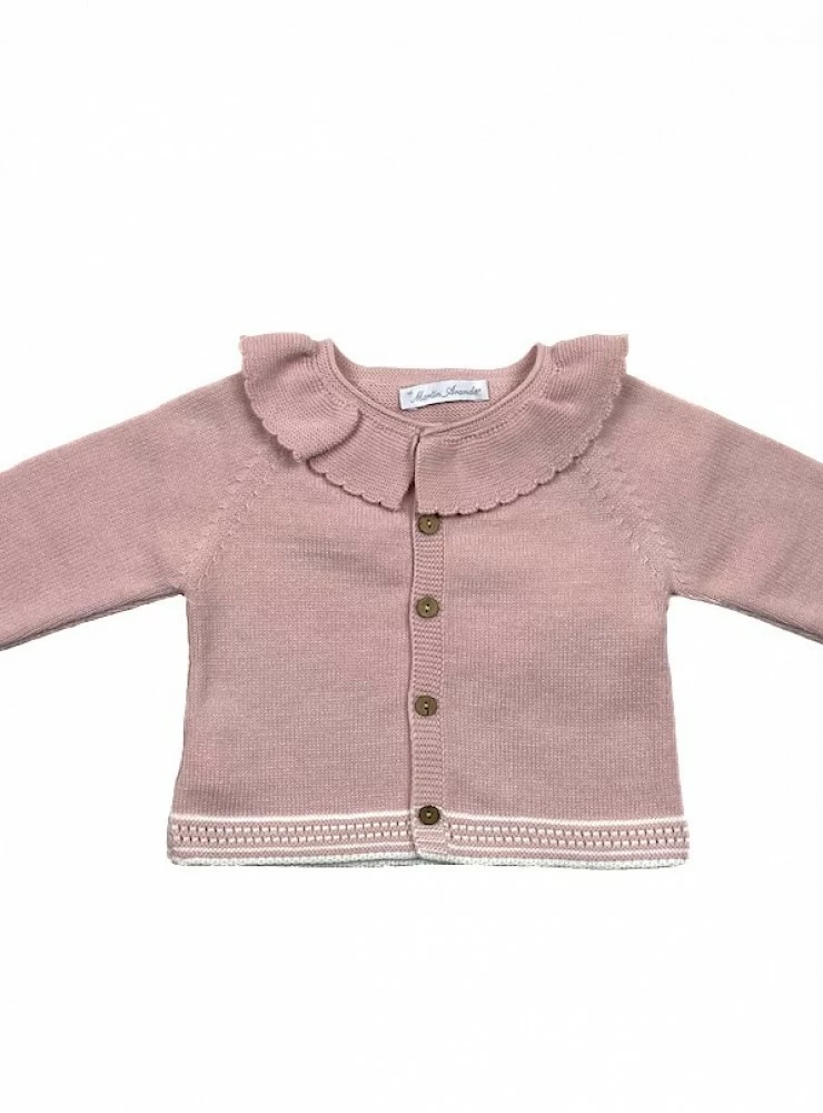 Powder pink girl's jacket with ecru.