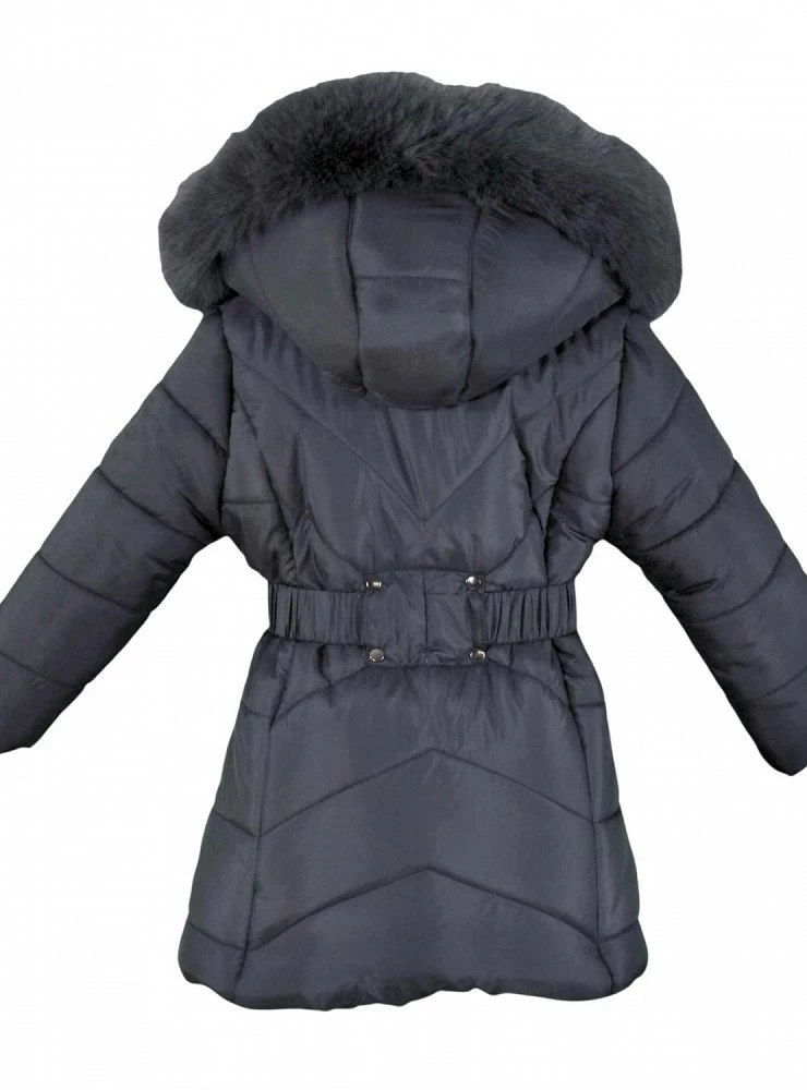 Quilted coat for girls, anthracite grey