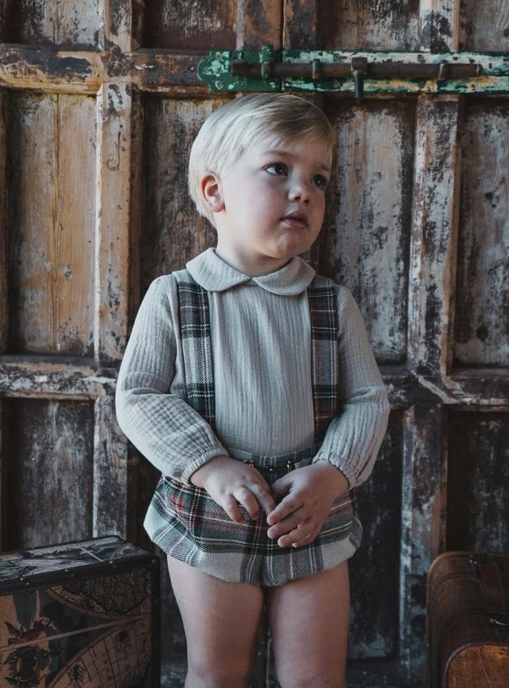 Ranita y blusa para niño de José Varón Coleccion Cuadros Escocés
