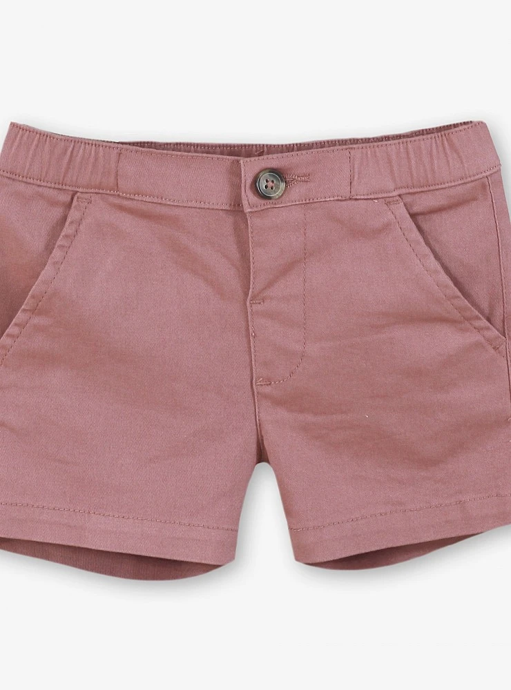 Raspberry-colored baby shorts
