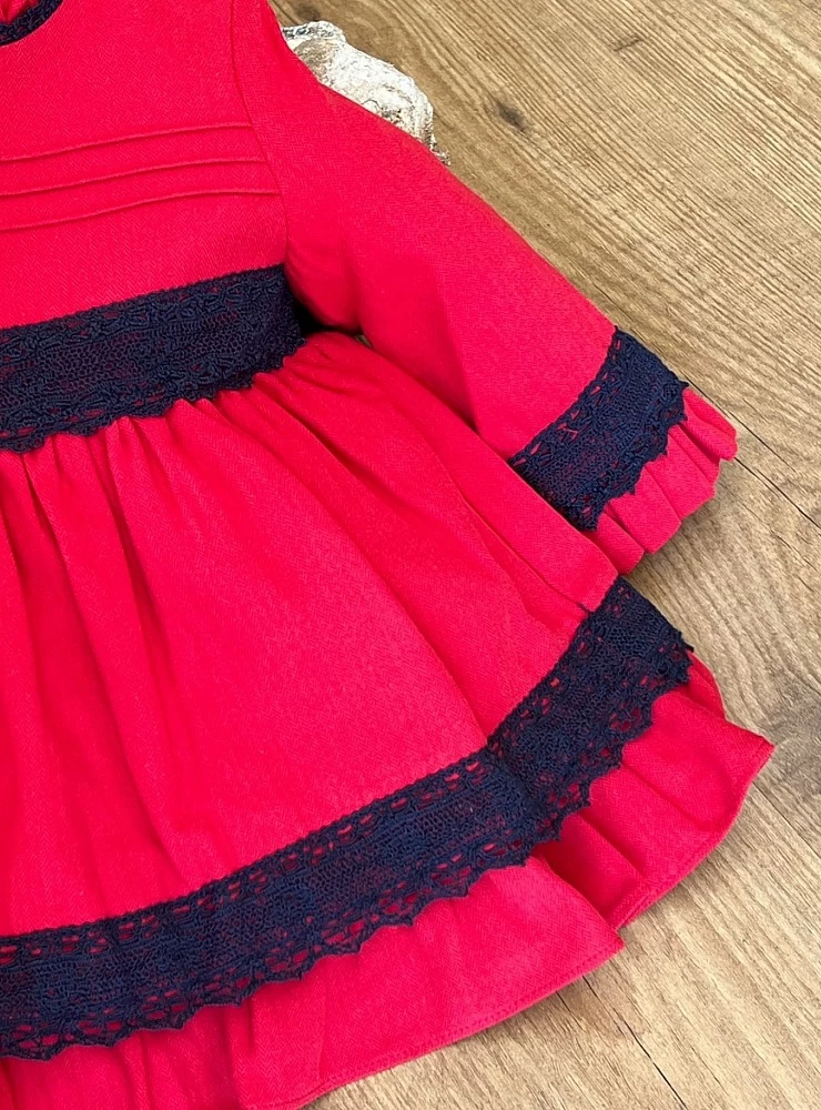 Red and navy herringbone dress.