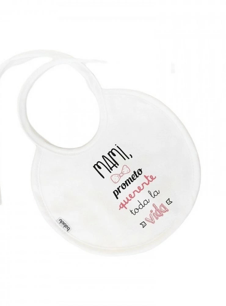 Round terry bib with funny phrase