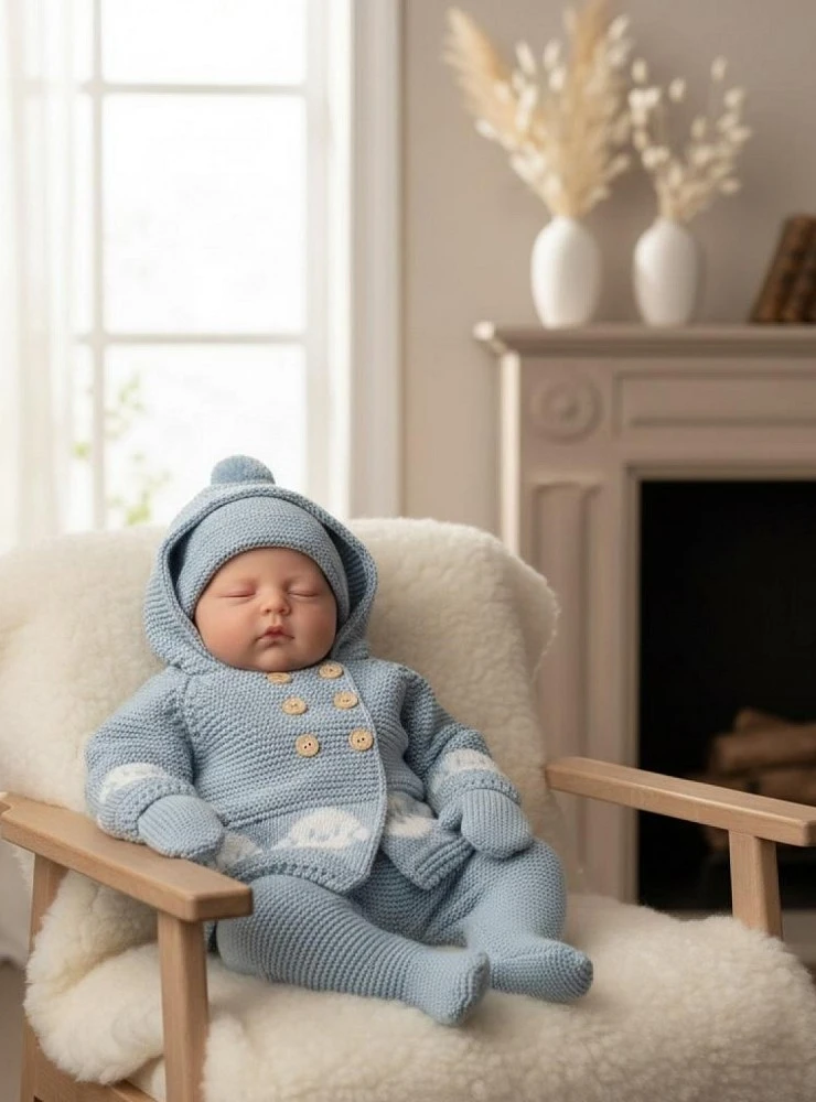 San Francisco hooded baby knit set