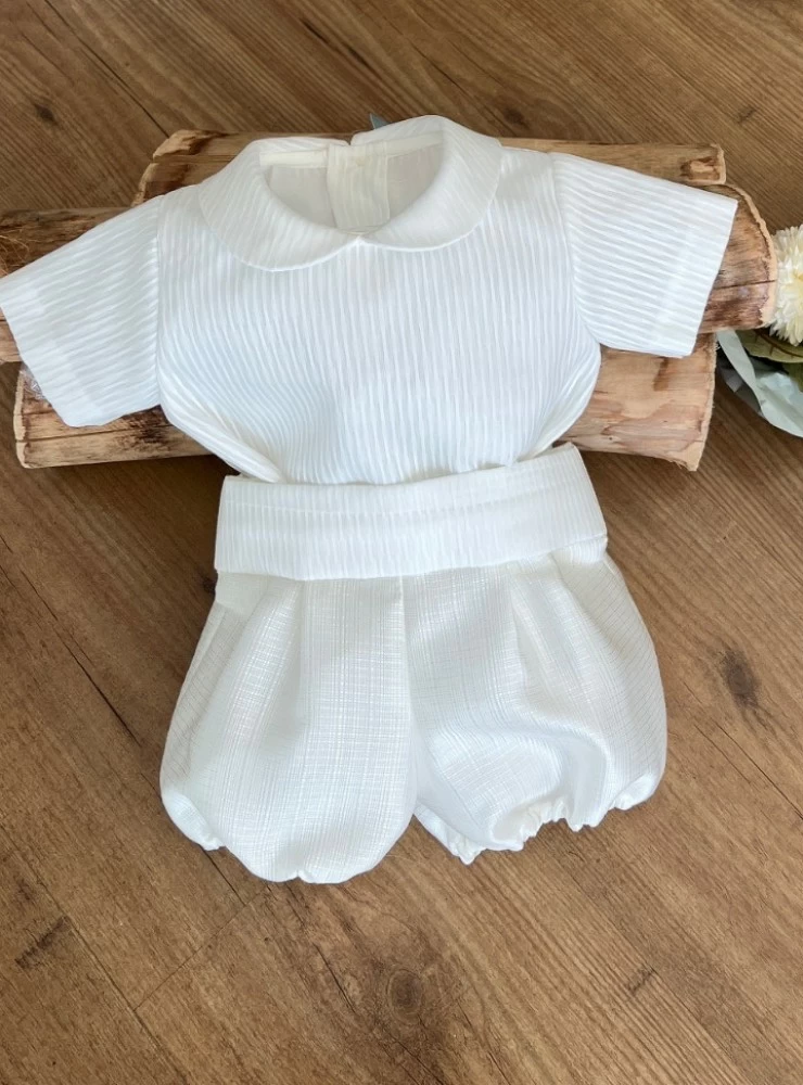 Set for boy blouse with bloomers and sash.