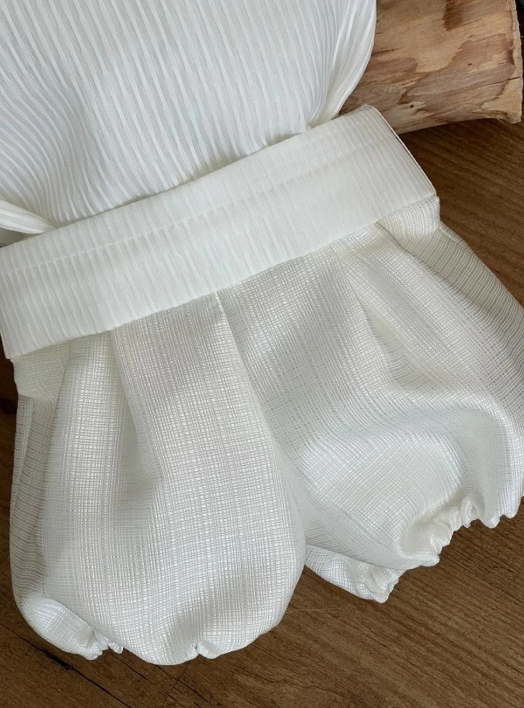 Set for boy blouse with bloomers and sash.