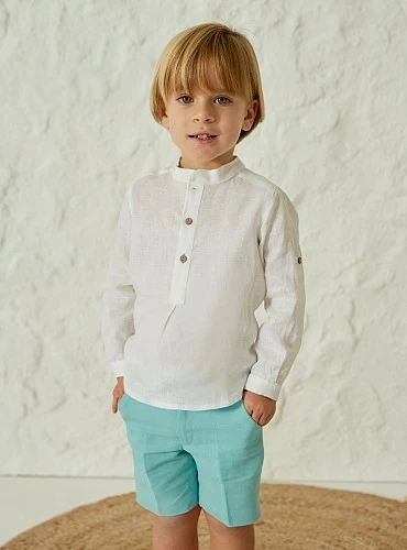 Set for boy green shirt and pants. Farm Collection