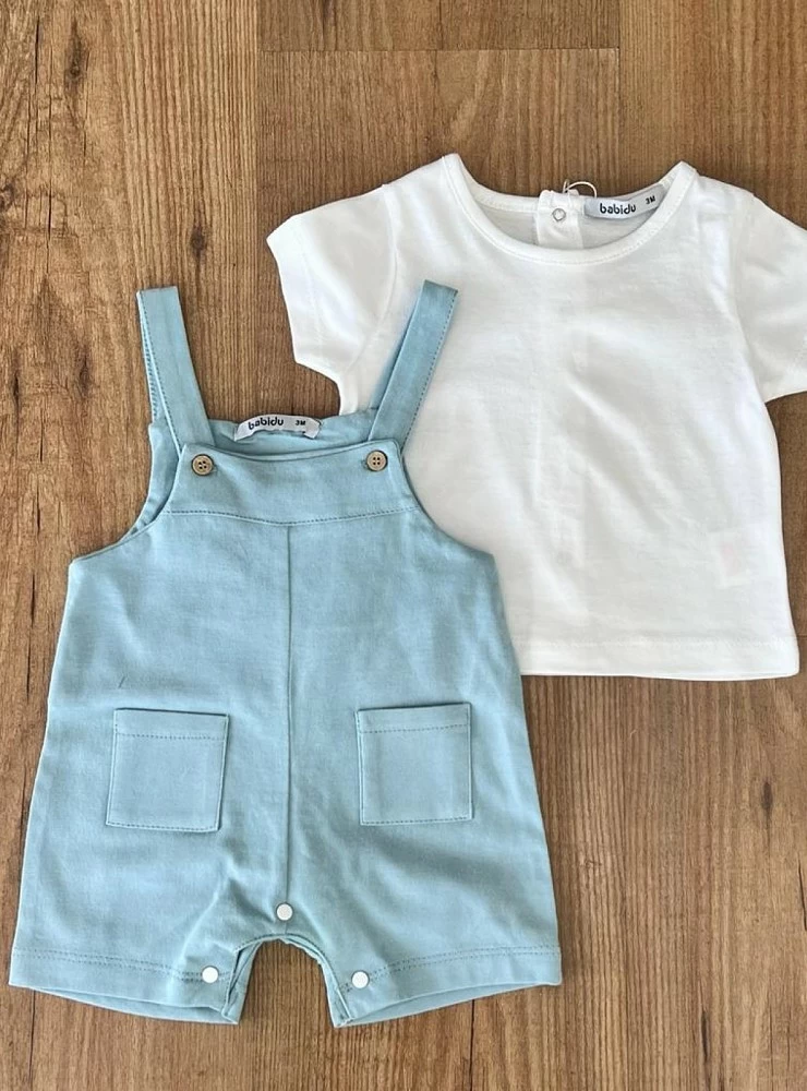 Set for boy. Bib and t-shirt. Two colors