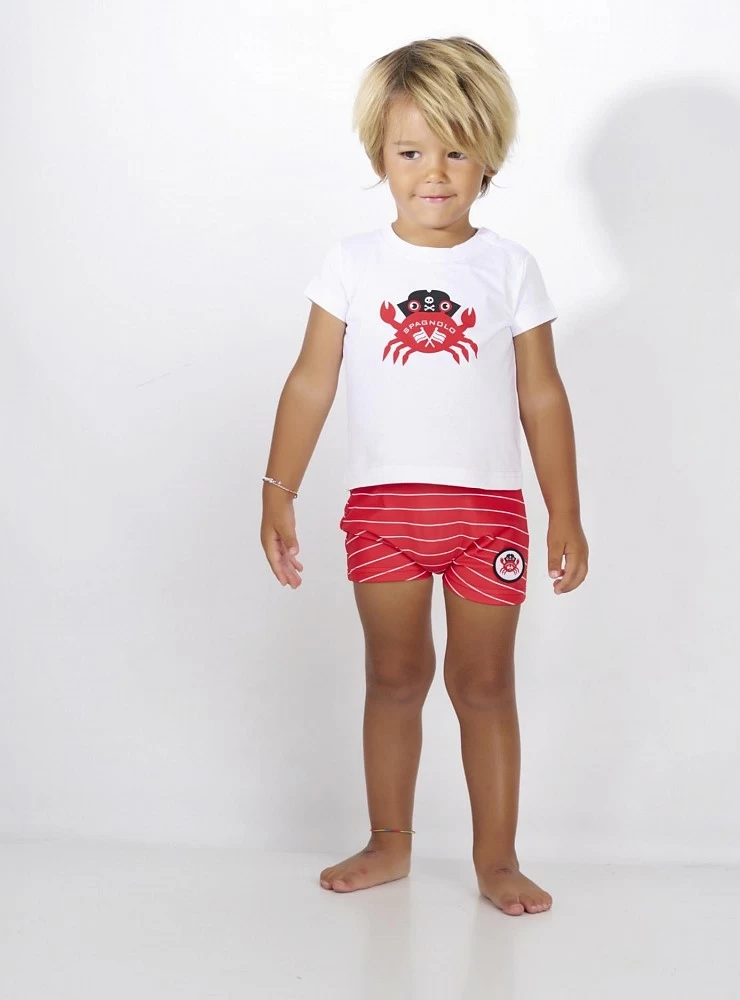 Set for boy. T-shirt and swimsuit Crab Collection