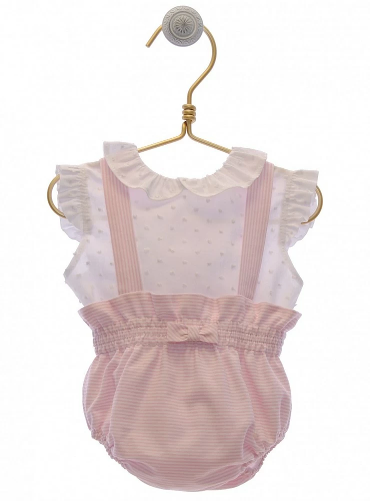 Set for girl Frog and blouse. Pink stripes