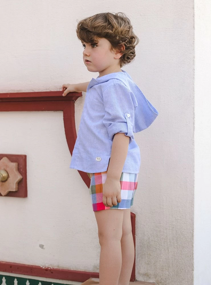 Shirt and trousers for boy, checkered and striped collection by José Varón