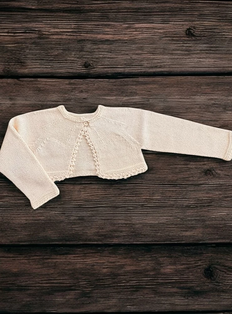 Short beige thread bolero jacket. Unisex.