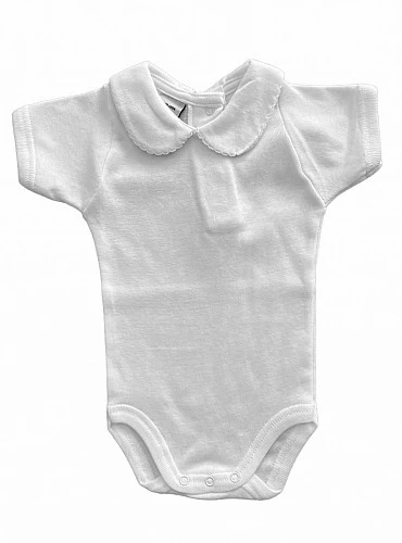 Short-sleeved bodysuit with baby collar. unisex