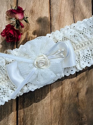 Special beige baptism headband for girls