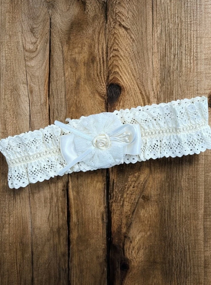 Special beige baptism headband for girls