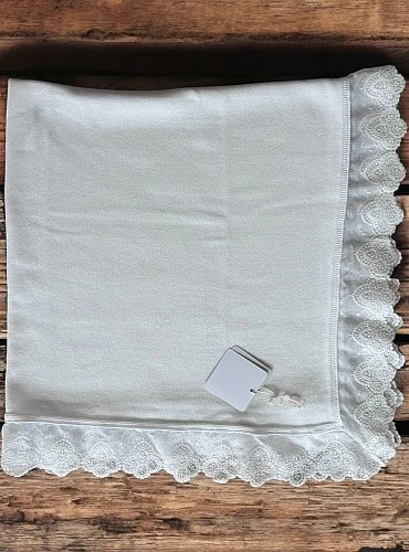 Special christening mid-season knit shawl. Florence