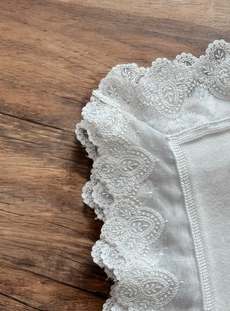 Special christening mid-season knit shawl. Florence