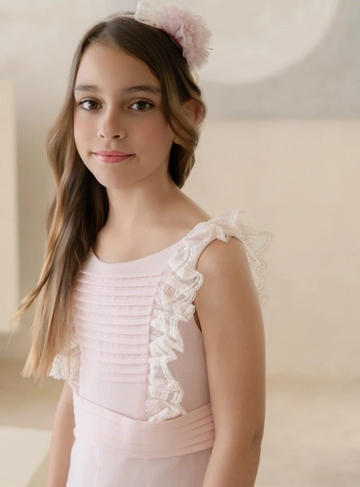 Special pale pink jumpsuit for girls for special occasions.